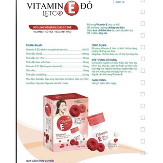 VITAMIN E ĐỎ LETCO – Dưỡng da từ bên trong, cho làn da mềm mịn, tươi trẻ.