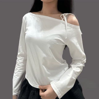 [HOẢ TỐC] Thun Lệch Vai Tay Dài Buộc Nơ | Ballet Core T-shirt