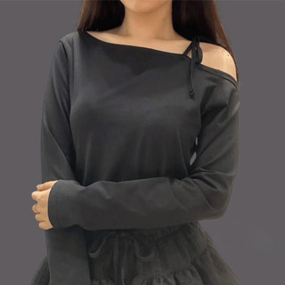 [HOẢ TỐC] Thun Lệch Vai Tay Dài Buộc Nơ | Ballet Core T-shirt