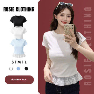 Áo Thun Cổ Tròn Tshirt Nữ Gấu Ren Cổ Tròn Ngắn Tay Chất Vải Thun Cotton WAT005