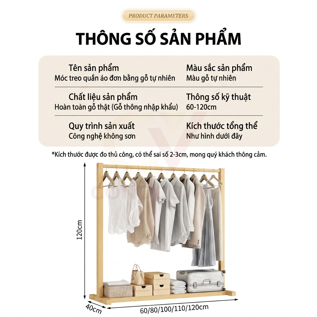 CONOCO Tủ quần áo mở gỗ thông tự nhiên cao cấp không cửa decor phòng ngủ
