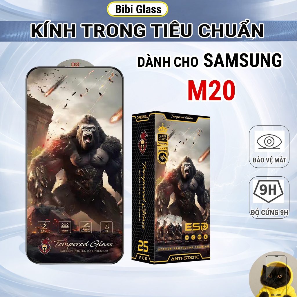 Kính cường lực Samsung M20 trong suốt full màn bảo vệ màn hình điện thoại bibi glass
