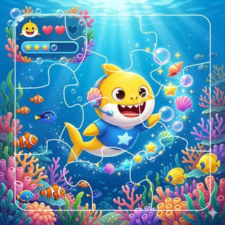 COMBO SỈ 12 tranh ghép nhỏ 17cm Baby Shark, có khung lắp TooYoo TG0117