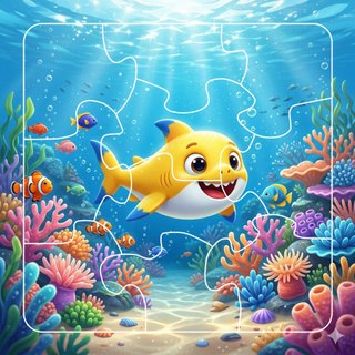 COMBO SỈ 12 tranh ghép nhỏ 17cm Baby Shark, có khung lắp TooYoo TG0117