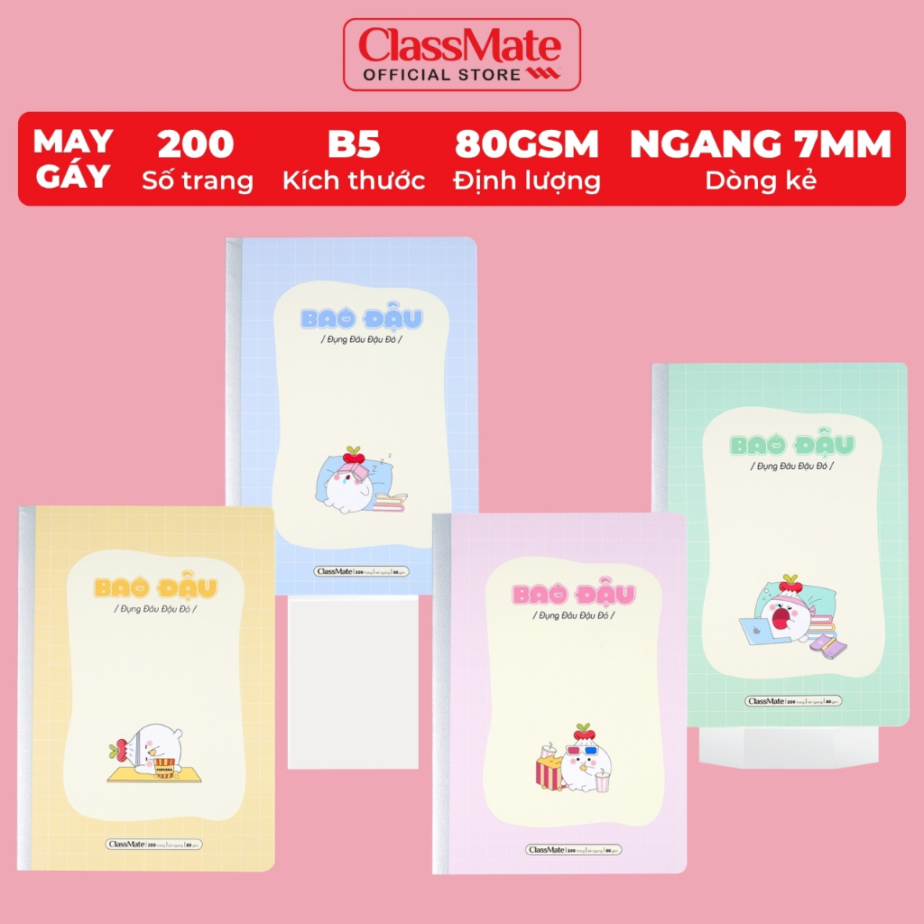 Vở Kẻ Ngang 200 Trang Classmate Quyển Vở B5, 80gsm Bìa Bao Đậu Chống Nước Tập Sinh Viên Ghi Chép NB5+20-0367
