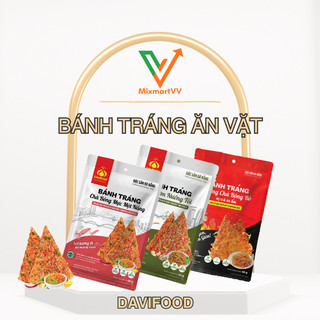 Combo 3 gói bánh tráng ăn vặt Davifood - Bánh trang tôm nướng bơ tỏi, tôm phô mai, rong biển, mựt một nắng, chà bông bò
