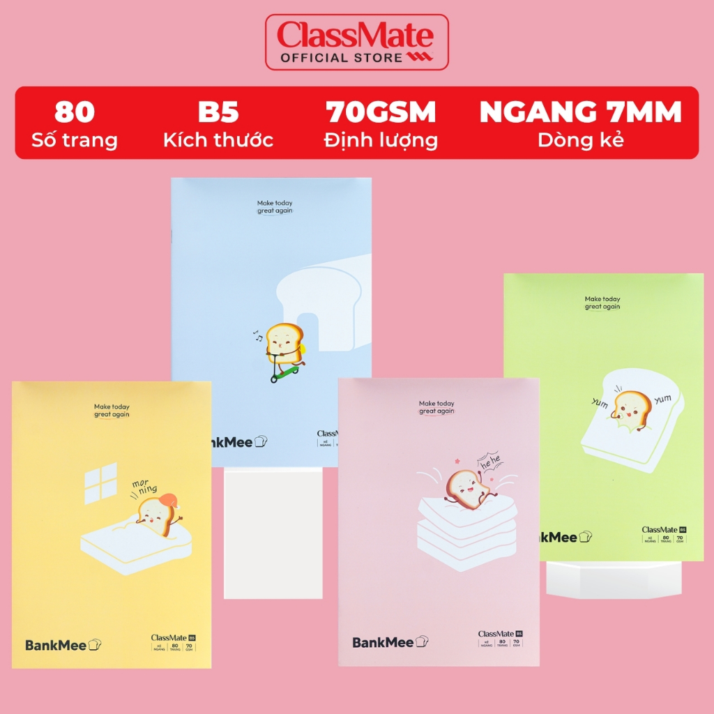 Vở Kẻ Ngang B5 Classmate Tập Sinh Viên BankMee 80 Trang, 70gsm Vở Viết Bài, Ghi Chép Cho Học Sinh Sinh Viên NB5-08-0341
