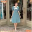 Đầm thiết kế BEMINE cổ trụ phối nơ lá dáng chữ A phù hợp đi làm-MT10079