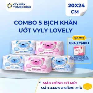 Combo Khăn Ướt Vyly Lovely 20x24cm Không Cồn, Mềm Mại Cty Giấy Thành Công - Tiện Lợi Cho Gia Đình Và Bé