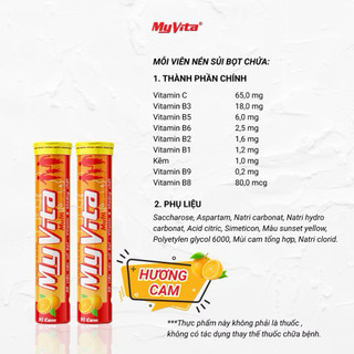 Viên sủi TPBVSK MyVita Multi hương cam tuýp 20 viên