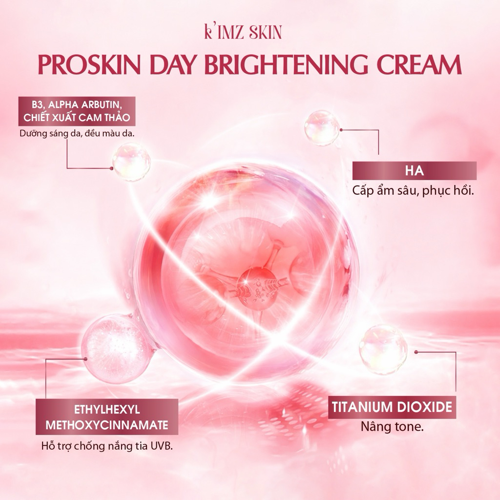 Kem Face Trắng Cao Cấp 20g PROSKIN DAY BRIGHTENING CREAM giúp làm mờ thâm nám dưỡng trắng da chống lão hoá