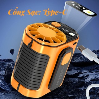 Quạt Đeo Hông Siêu Mạnh Pin 10000mAh | 100 Cấp Độ Gió | Quạt Đeo Thắt Lưng Mini Sạc Type-C Đèn LED