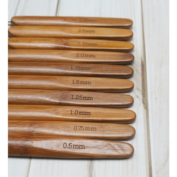 Kim móc len cán gỗ dẹt nhiều size từ 0.5mm đến 6mm | Tiệm Len Của Sam - Sam Crochet