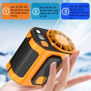 Quạt Đeo Hông Siêu Mạnh Pin 10000mAh | 100 Cấp Độ Gió | Quạt Đeo Thắt Lưng Mini Sạc Type-C Đèn LED