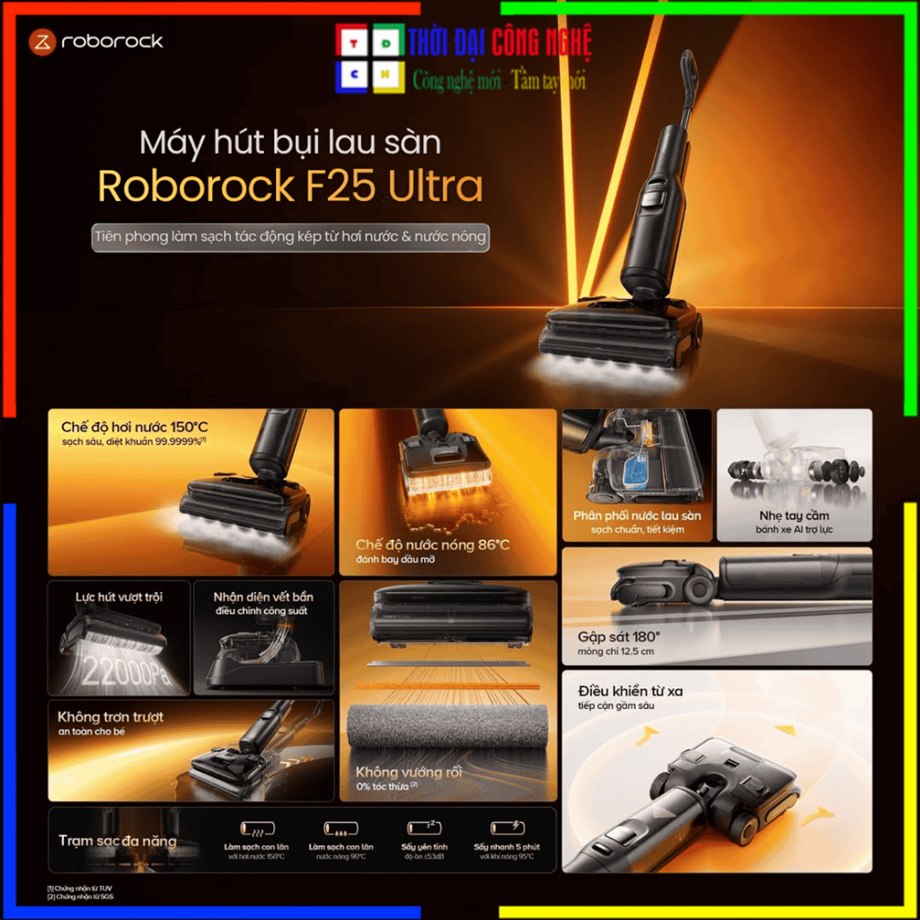 Máy hút bụi lau nhà cầm tay Roborock F25 Ultra quốc tế. Bảo hành 24 tháng, 1 đổi 1 15 ngày.