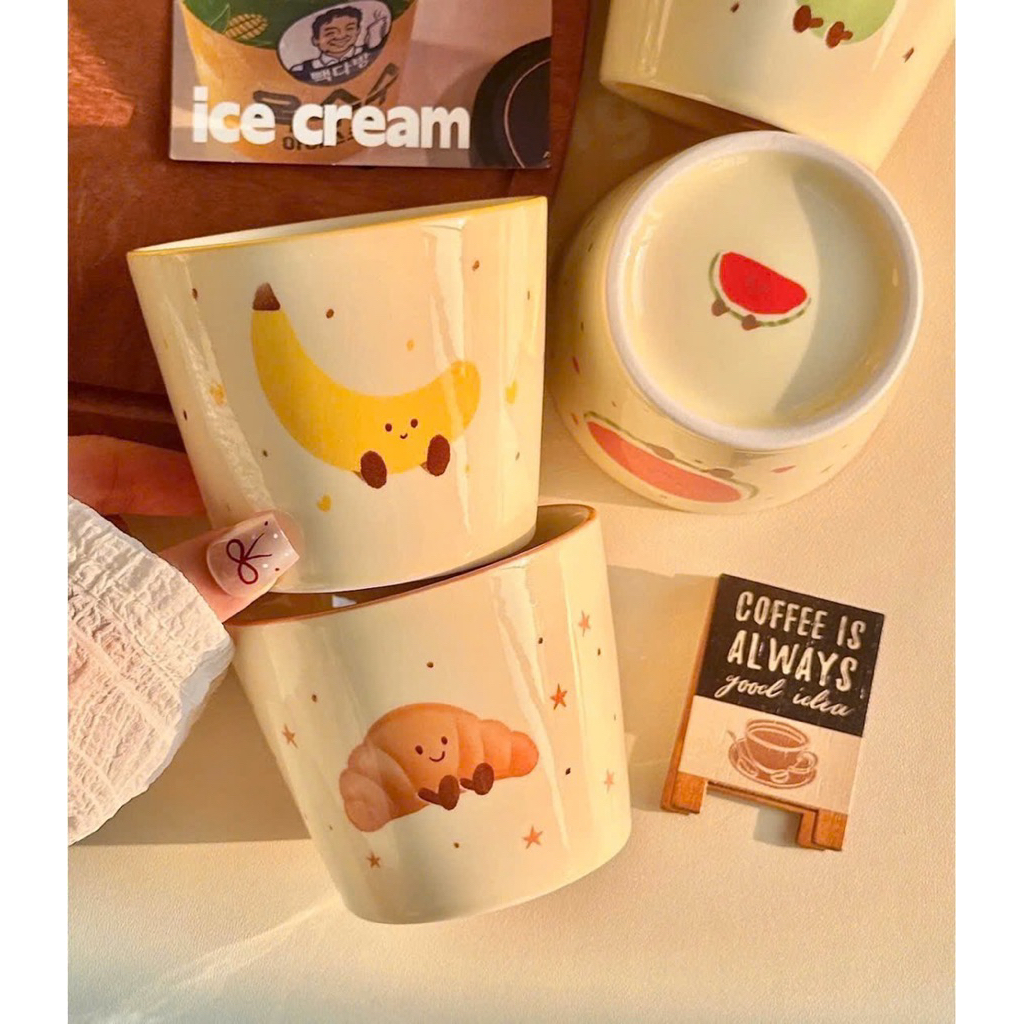 🍹 Set 4 Cốc Sứ Mix Hình Dễ Thương – Xinh Xắn Cho Mọi Góc Chill 💖