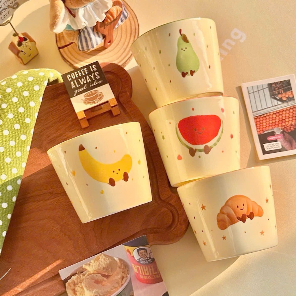 🍹 Set 4 Cốc Sứ Mix Hình Dễ Thương – Xinh Xắn Cho Mọi Góc Chill 💖
