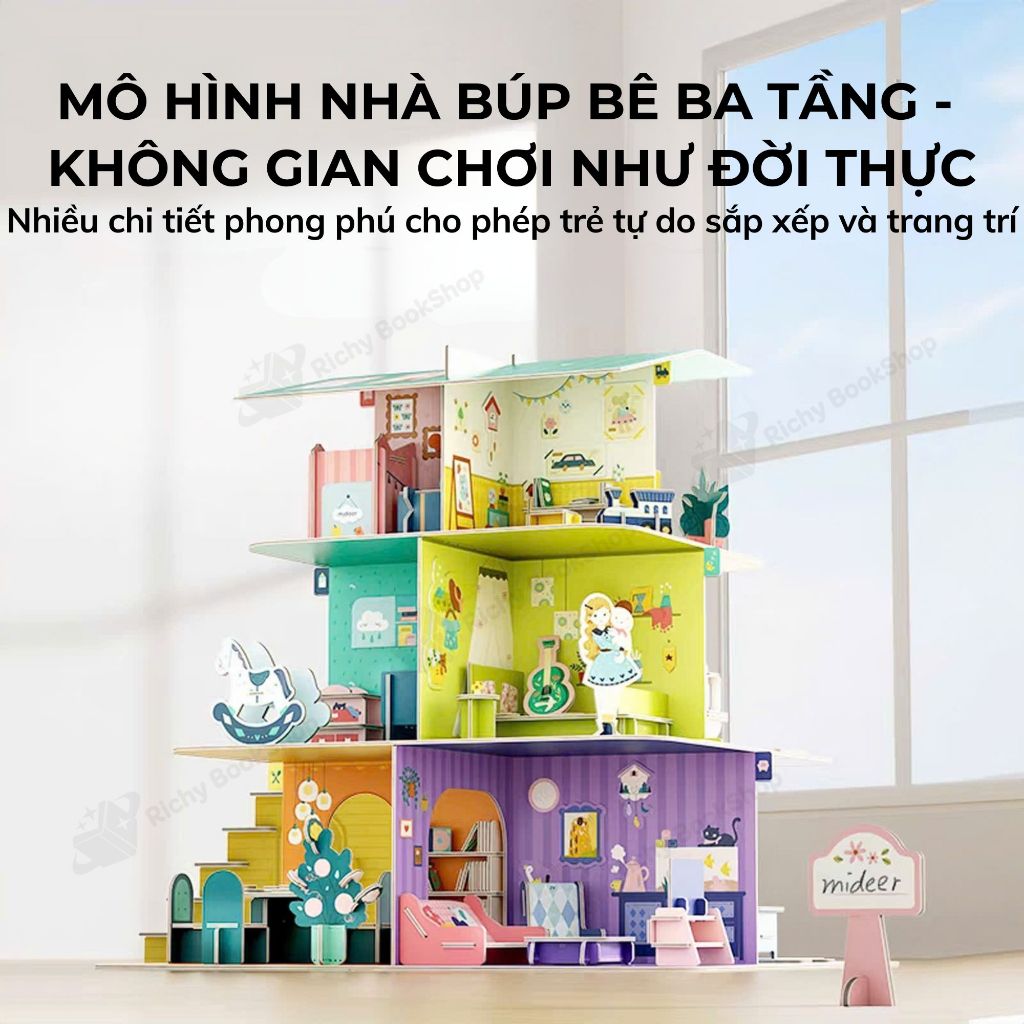 Mô hình nhà búp bê Mideer mô hình nhà biệt thự DIY Creative Villa