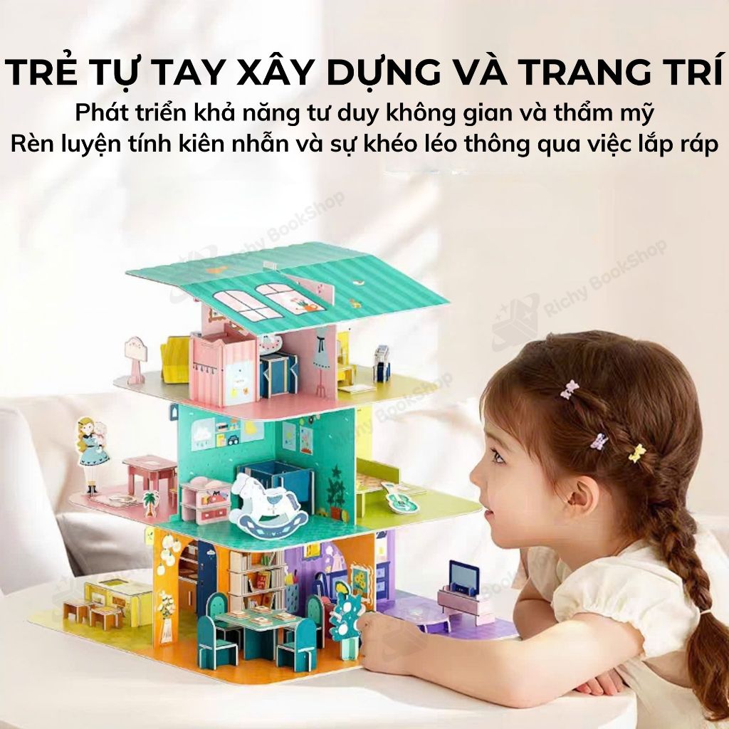 Mô hình nhà búp bê Mideer mô hình nhà biệt thự DIY Creative Villa
