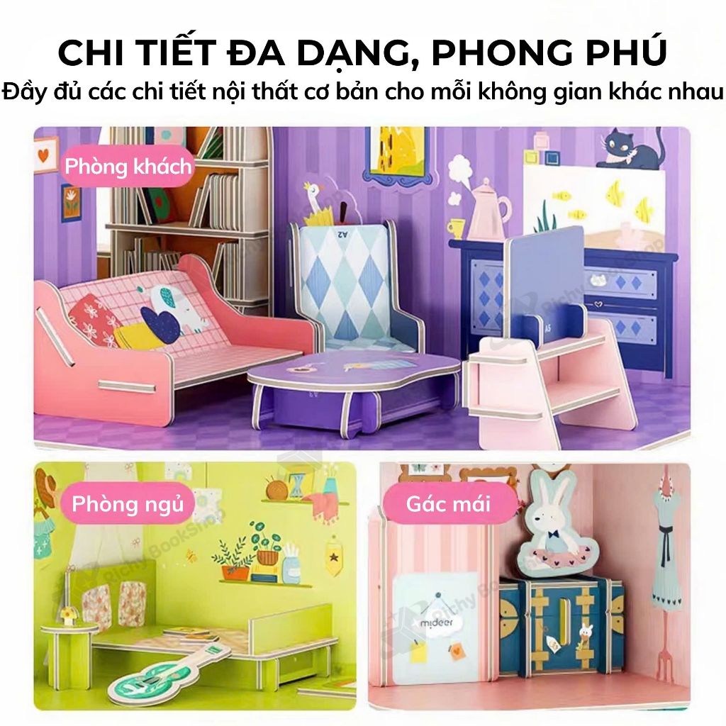 Mô hình nhà búp bê Mideer mô hình nhà biệt thự DIY Creative Villa