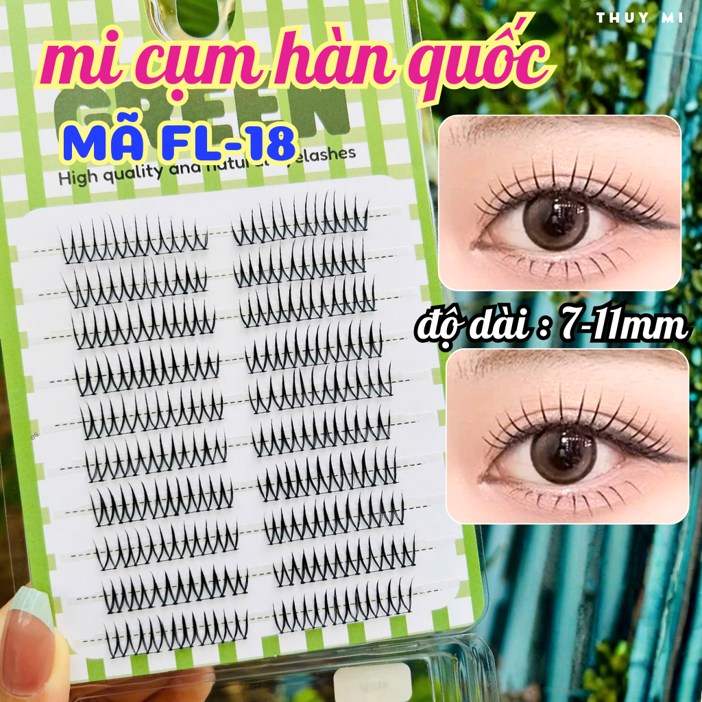 Mi Giả Hàn Quốc Đậm FL18 Độ Dài 7-11mm GREEN Thủy Mi