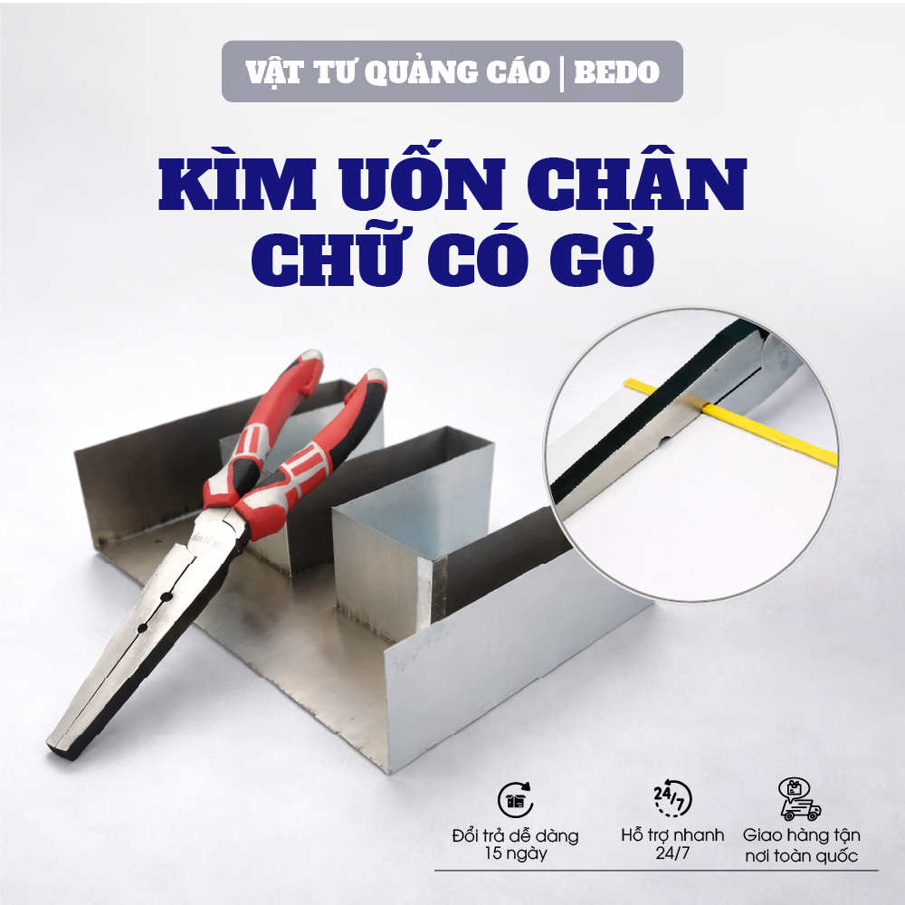 Kìm Uốn Chân Nhôm BEDO Thép Không Gỉ Uốn Góc Vuông Chữ Nổi 3D Mica Alu Foam Bền Chắc