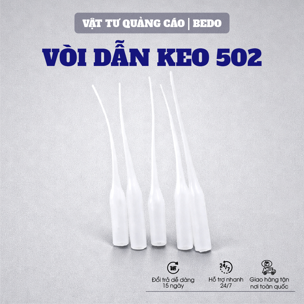Vòi Keo 502 BEDO Nhựa Dẻo Trong Suốt Combo 100c Râu Keo Đầu Dẫn Keo Dán 502 Chống Tắc Dễ Sử Dụng