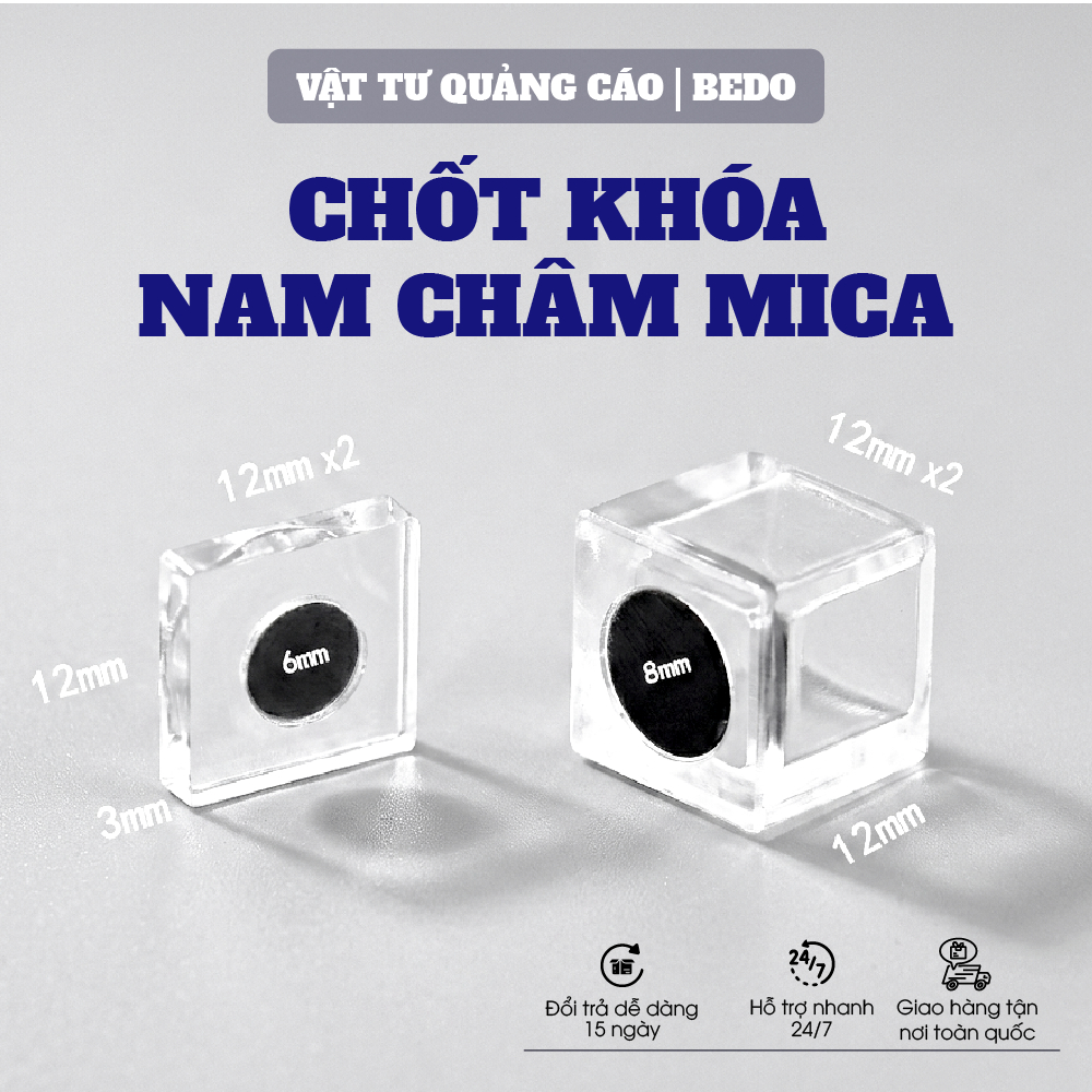 Khóa Nam Châm Mica BEDO Mica Trong Suốt Nam Châm Neodymium Lực Hút Mạnh Cho Cửa Tủ Cửa Kính
