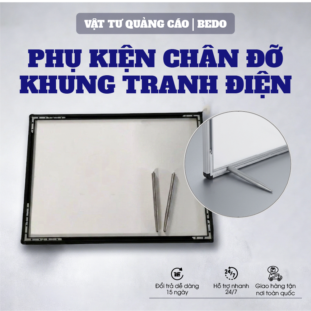 Chân Đỡ Khung Tranh LED BEDO Inox Cao Cấp 10x0.7cm Chống Gỉ Để Bàn Menu Điện Chuyên Nghiệp