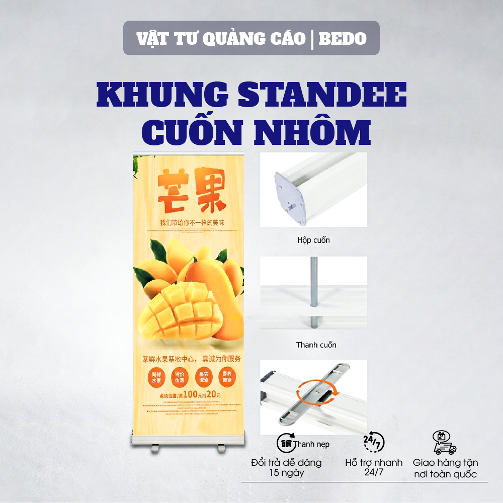 Standee Quảng Cáo BEDO 80x180cm Khung Vuông Chân Nước Đứng Vững Thay Banner Dễ Dàng Hiện Đại