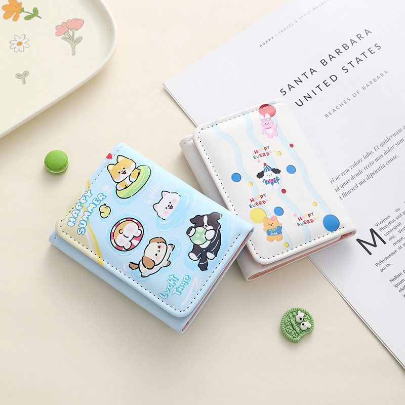 Ví Gấp Ngắn Mini Dành Cho Nữ In Hình Cực Đáng Yêu