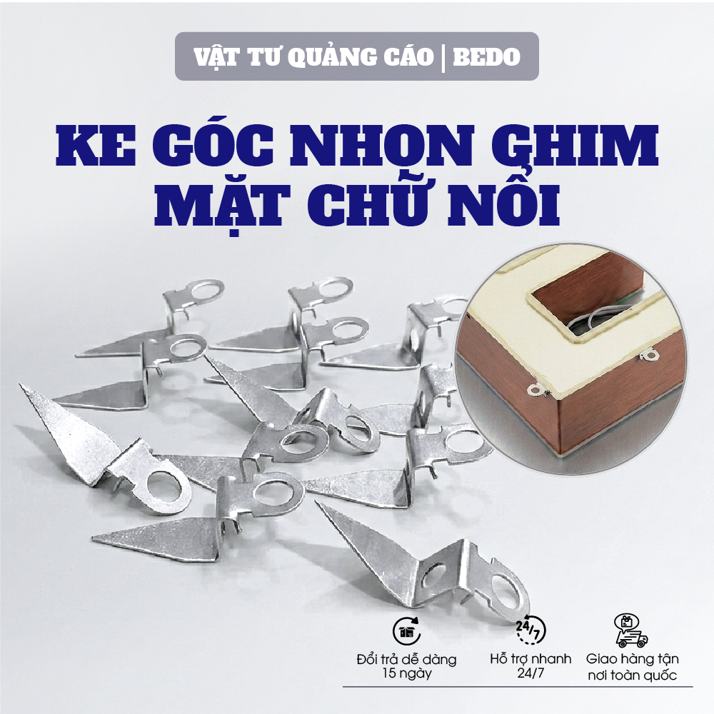 [ Túi 1000 Cái ] Ke Góc Nhọn Đỡ Hậu Chữ Nổi BEDO Thép 20x5x7mm Ke Đỡ Formex Chữ Nổi Quảng Cáo