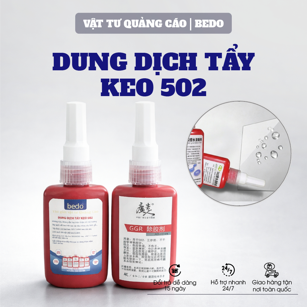 Dung Dịch Tẩy Keo 502 BEDO Dạng Xịt Làm Sạch Keo 502 Trên Tay Vải Nhựa Kim Loại Không Hại Bề Mặt