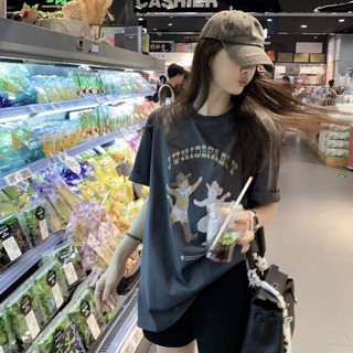hàn quốc open yy phụ nữ tay ngắn mèo mẫu mùa hè ngắn t cổ tròn
