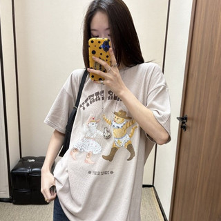 hàn quốc open yy phụ nữ tay ngắn mèo mẫu mùa hè ngắn t cổ tròn
