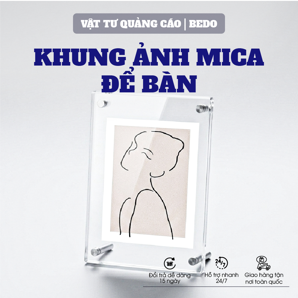 Khung Ảnh Mica BEDO Mica Đài Loan Trong Suốt A4 A5 A6 Để Bàn Không Viền Sang Trọng Bền Đẹp