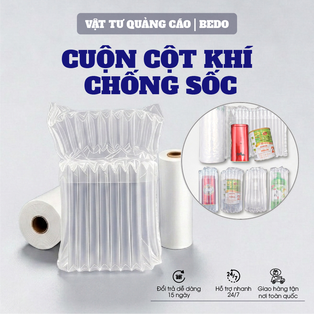 Túi Cột Khí Chống Sốc BEDO HDPE Cuộn 50m Bọc Iphone Ipad Chai Thủy Tinh Đóng Hàng Chuyên Nghiệp