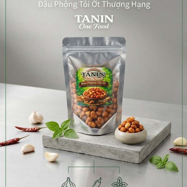 Đậu Phộng Rang Tỏi Ớt (Túi 100G) - Đồ Ăn Vặt, Ăn Với Cơm, Thơm Ngon Tròn Vị, Đậu Phộng Cháy Tỏi Ớt