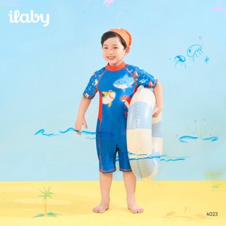 [TẶNG TÚI] Đồ bơi liền thân bé trai ILABY HCM chất liệu thun lạnh co dãn chống nắng size từ 10-43kg [4023]