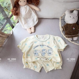 Bộ Quần Áo Ngắn Tay Bé Gái Bèo Nhún Chất Liệu Cotton Mềm Mại Size Từ 6 - 15 kg Cực Xinh Cho Bé Yêu