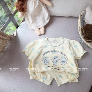Bộ Quần Áo Ngắn Tay Bé Gái Bèo Nhún Chất Liệu Cotton Mềm Mại Size Từ 6 - 15 kg Cực Xinh Cho Bé Yêu