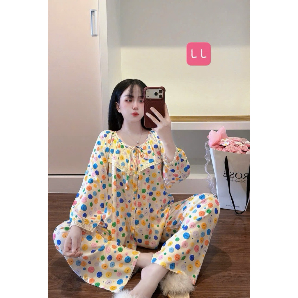 Bộ Tole Dài Tiểu Thư Hoạ Tiết Xinh Xắn 2 Size M và L