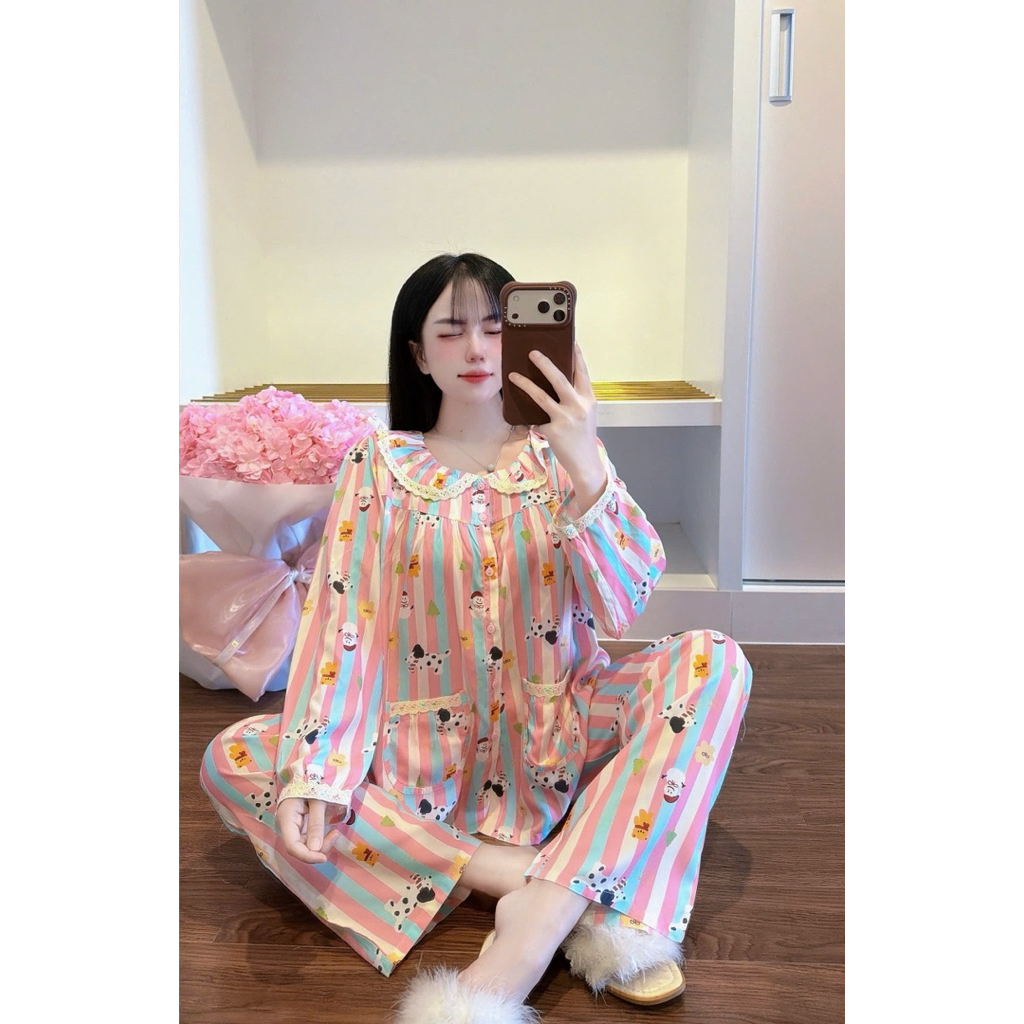 Bộ Tole Dài Tiểu Thư Hoạ Tiết Xinh Xắn 2 Size M và L