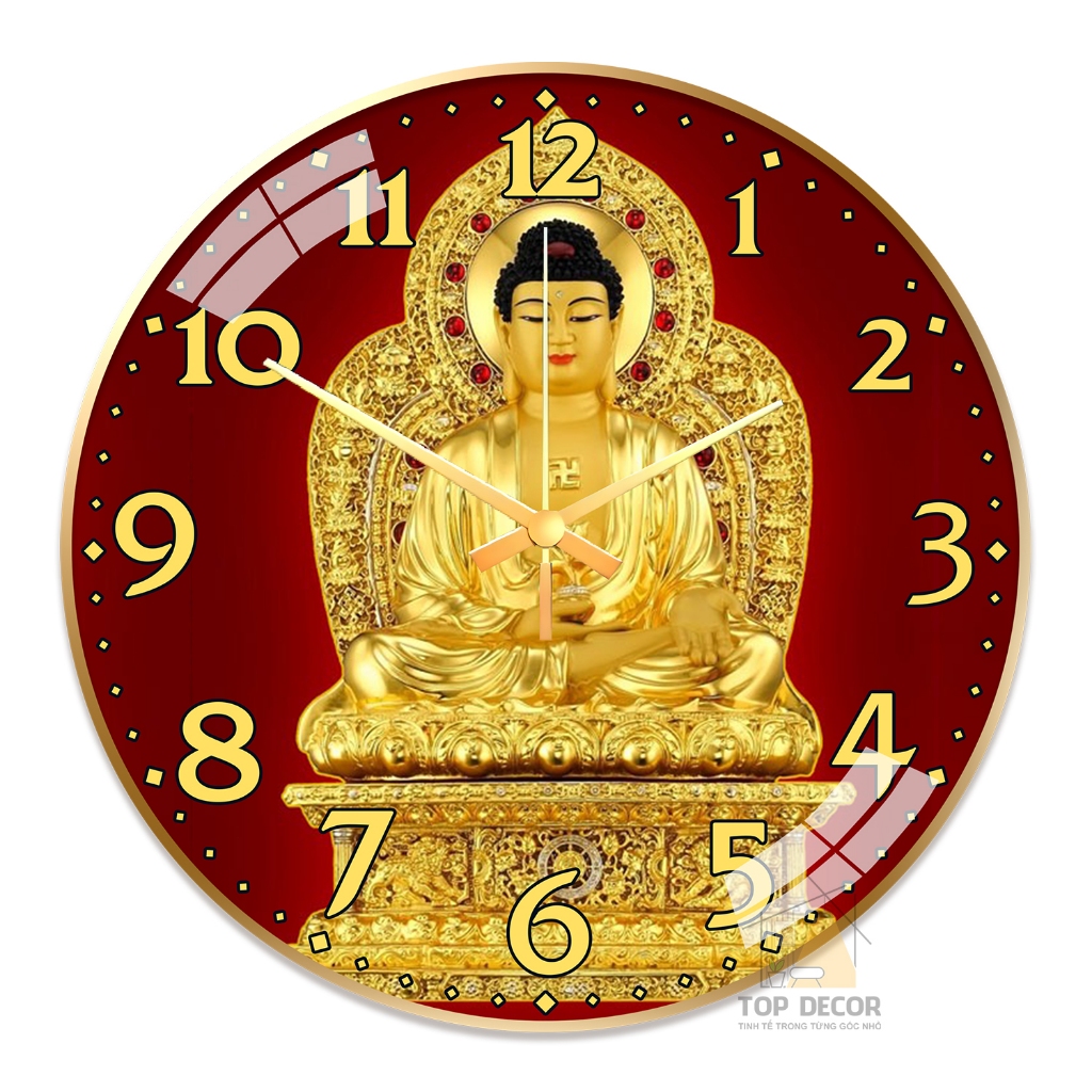 Đồng Hồ Tráng Gương 5D Cao Cấp Phật Giáo, Đồng Hồ Treo Tường Kim Trôi Hiện Đại - Trang Trí Nhà Cửa