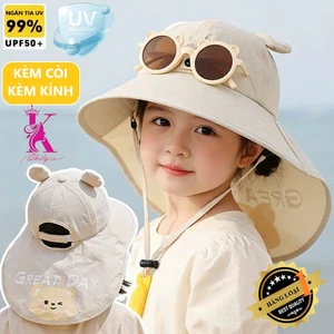 Mũ chống nắng trẻ em 2-6 tuổi Kèm Kính Đeo Thời Trang và Còi thổi Ngăn đến 99% Tia UV