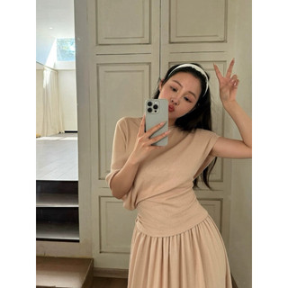 𝐏𝐡𝐢𝐞𝐧 𝐖𝐆𝐖𝐄 | (Sẵn S) w9447 Set Thun Áo Trễ Vai Chân Váy Xoè Dài 2 Màu Pastel