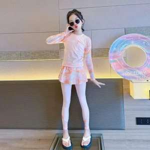 Set 3 món đồ bơi cho bé gái chống nắng sz 15-50kg, đồ bơi bé gái dài tay giữ nhiệt