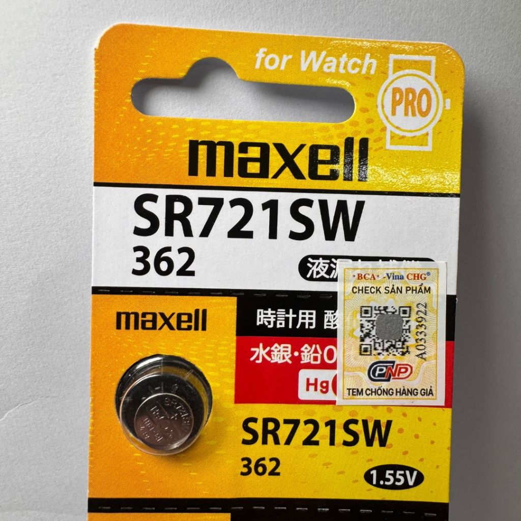 Pin Đồng Hồ Maxell SR721SW 362 Chính Hãng - Pin Silver Oxide 1.55V Nhật Bản Cao Cấp - Vỉ 1-5 Viên