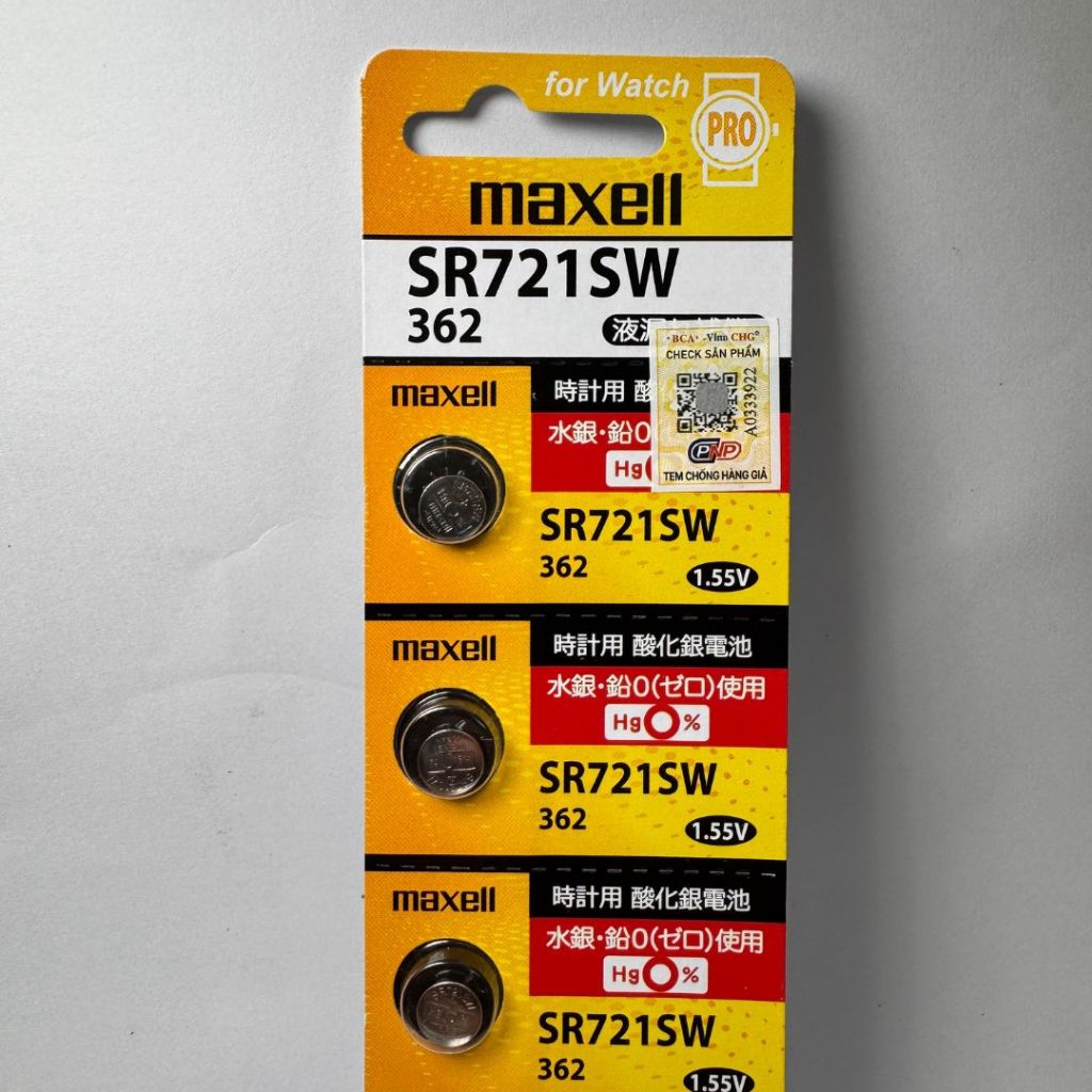 Pin Đồng Hồ Maxell SR721SW 362 Chính Hãng - Pin Silver Oxide 1.55V Nhật Bản Cao Cấp - Vỉ 1-5 Viên