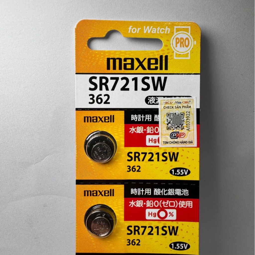 Pin Đồng Hồ Maxell SR721SW 362 Chính Hãng - Pin Silver Oxide 1.55V Nhật Bản Cao Cấp - Vỉ 1-5 Viên